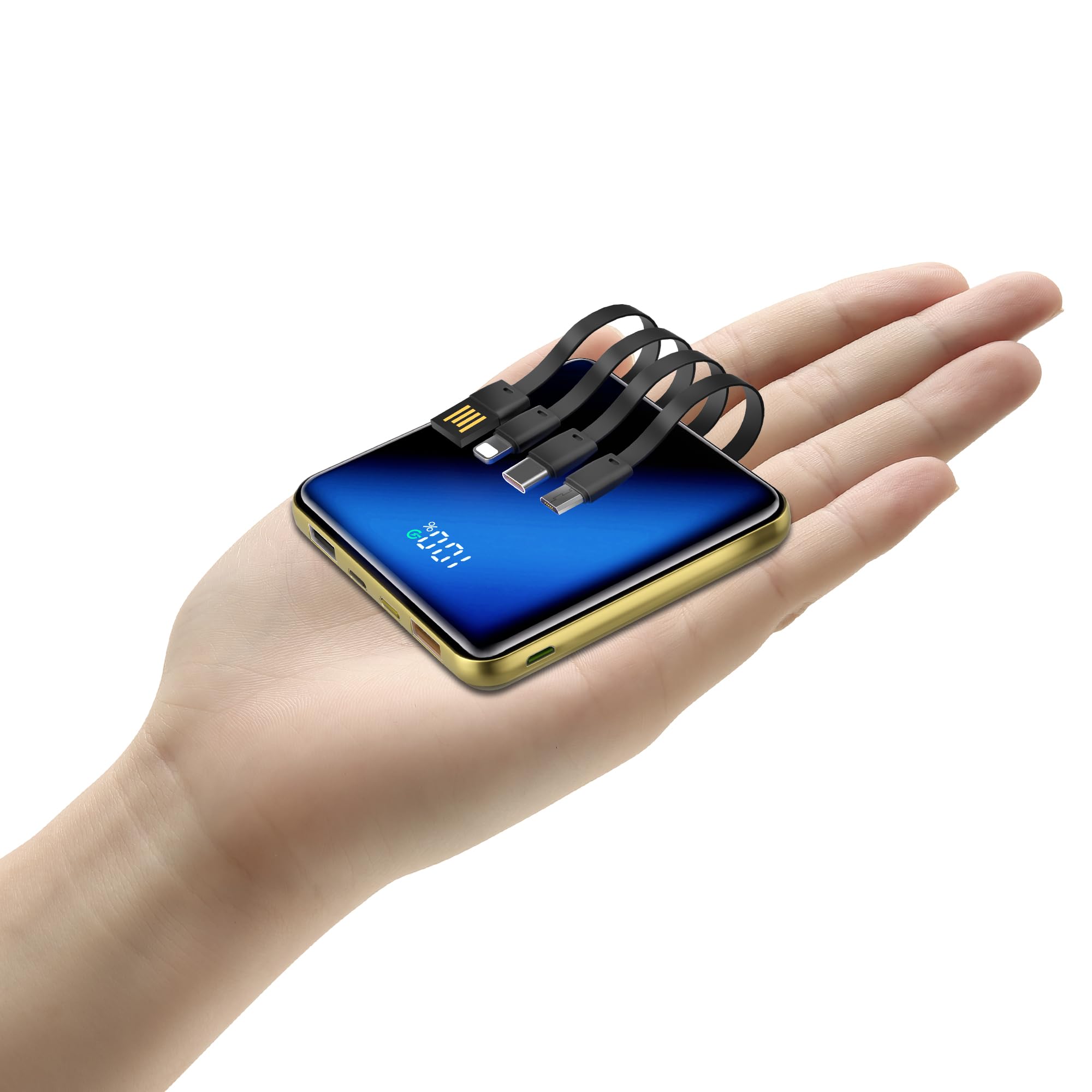 Caricabatterie portatile da 10000 mAh, Power Bank con cavo integrato, alimentatore di ricarica rapida da 22,5 W, display a LED intelligente, batteria esterna compatta, adatto per iPhone