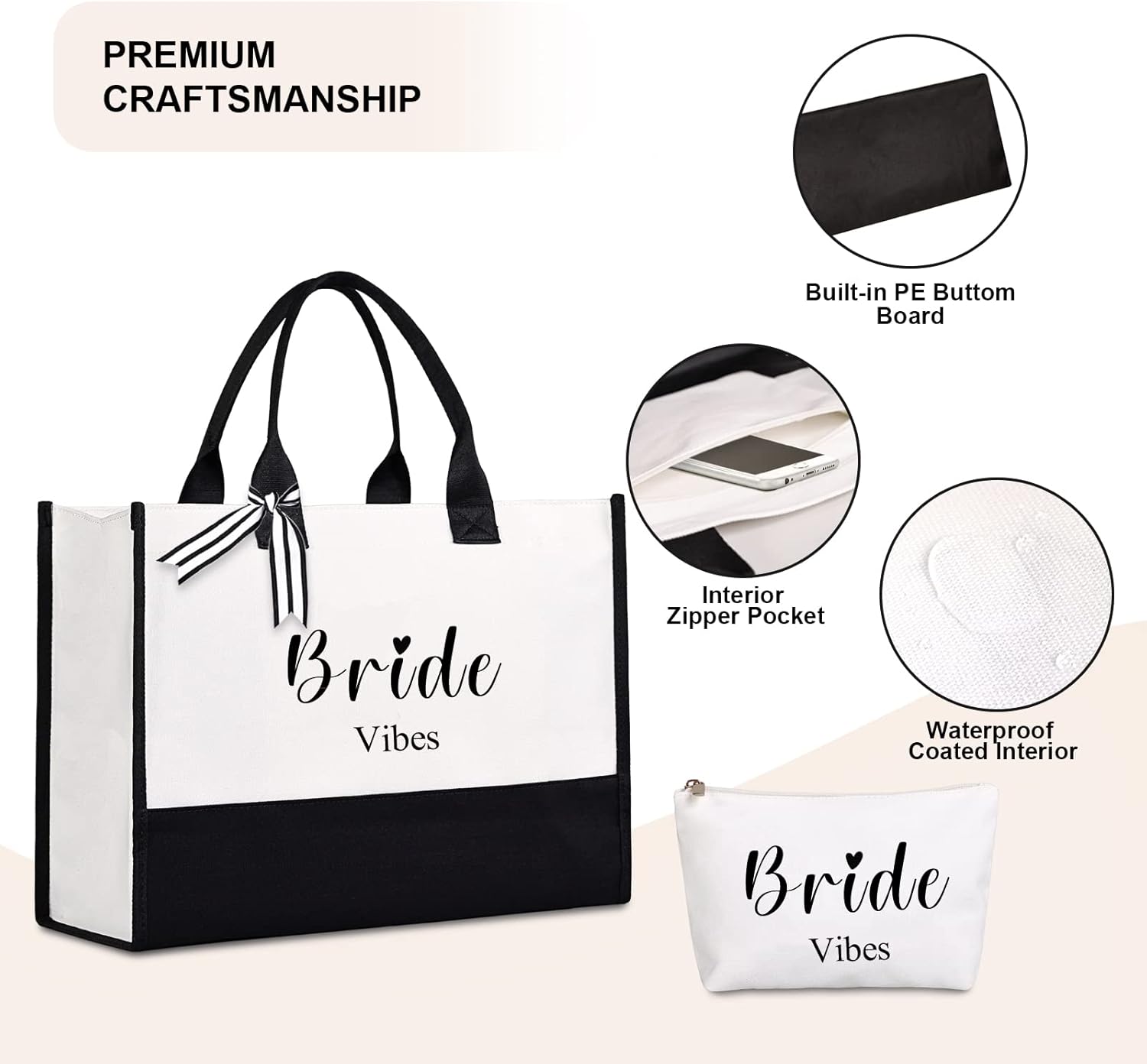 Lamyba Bride Vibes Tote bag, Bride Gifts for Wedding Bridal Shower Bachelorette Party Engagement Honeymoon,Bridal Accessories Newlyweds Present - Image 4