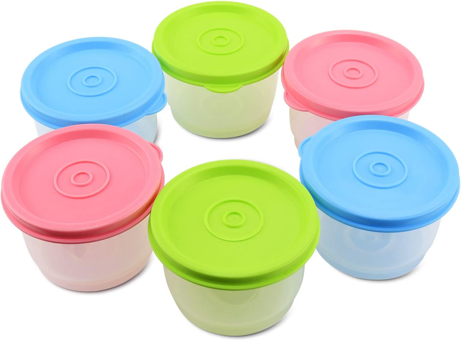 GMMG Food Storage Containers with Lid 6 Piece Small Plastic Sauce Containers Set for Microwaves Freezer Safe and Dishwasher (160 ml)