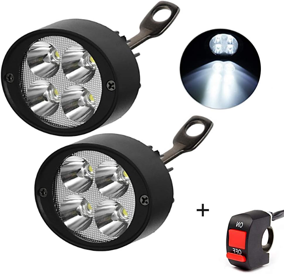 YALIKESI Universal Motorcycle/Electric Car 4Leds Lamp Headlight Fog Light Spotlight Driving Auxiliary Light (Pack Of 2)