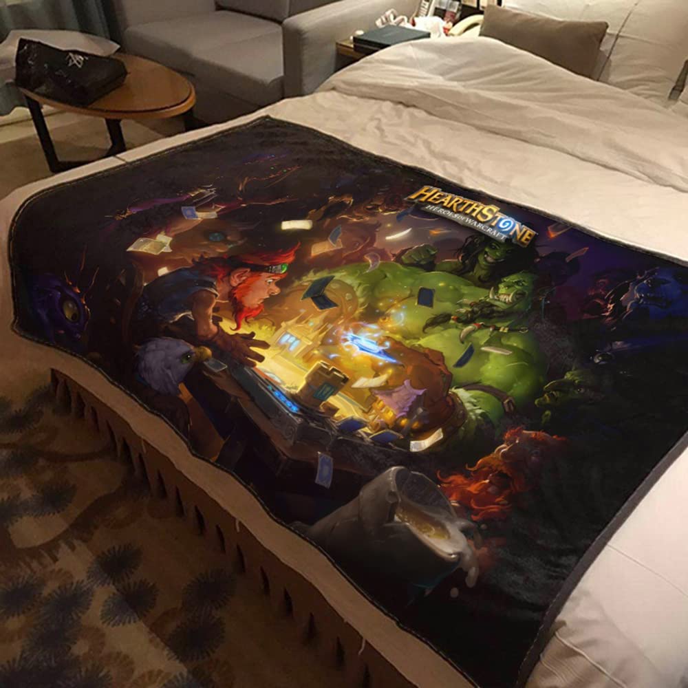 VOZMIO Hearthstone Flannel Warm Soft Plush on The Sofa Bed Blanket Suitable for Air Conditioning Blanket Nap Blanket (C,40 * 60 in(100 * 150 CM))