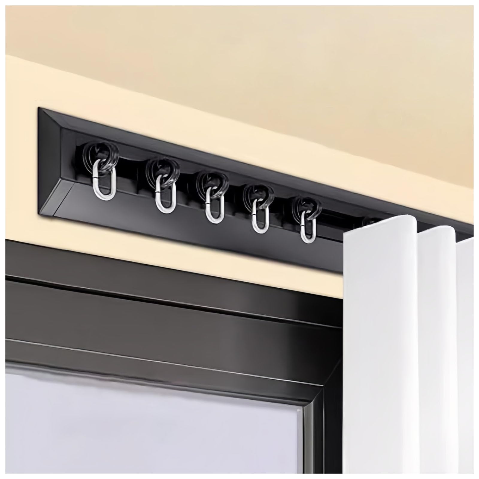 GLDYTVF UltraThin NoDrill Curtain TrackVShaped Sliding Aluminum Rail for Wall/Ceiling MountPerfect for Windows & Room Dividers (Black 16.4FT/5M)
