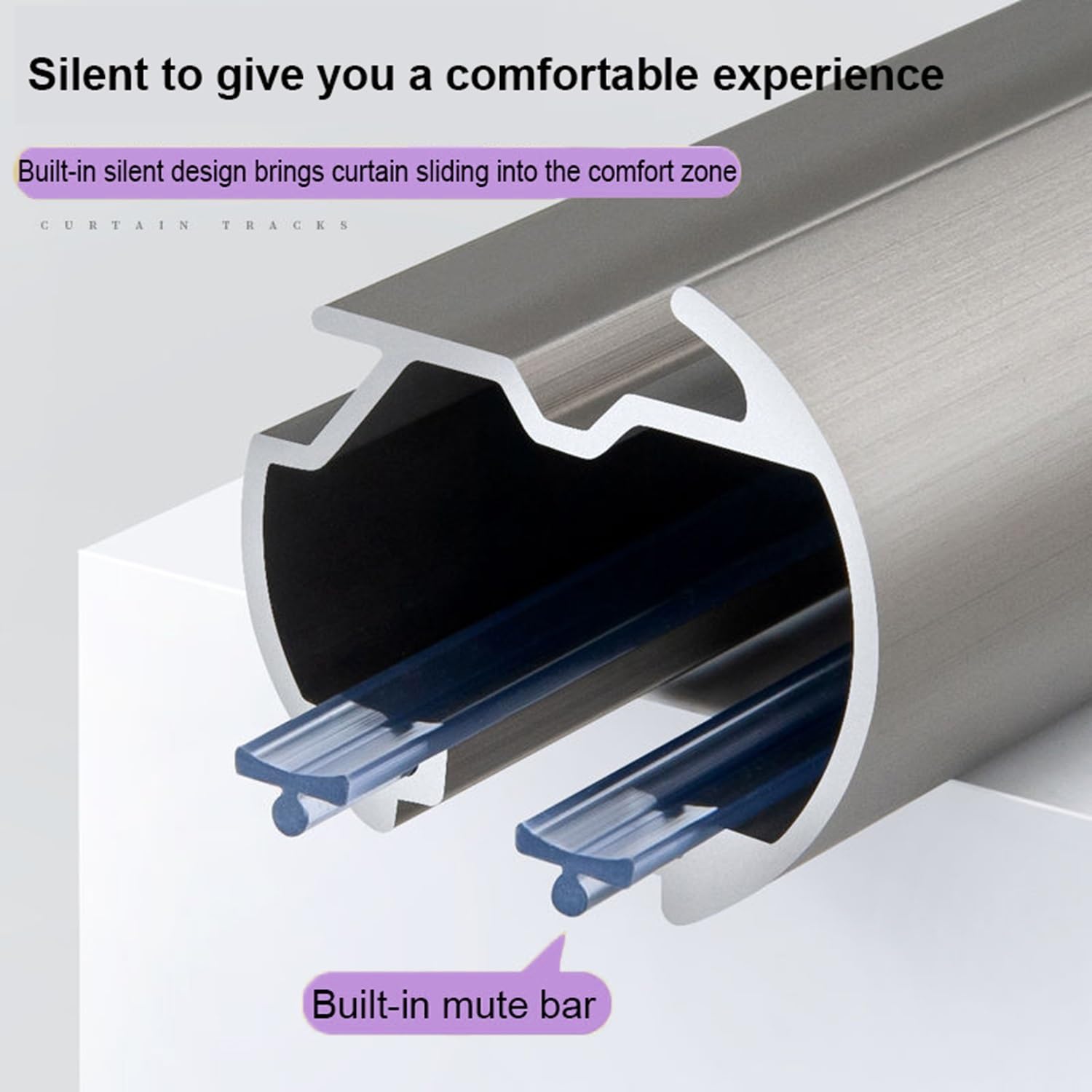 Vorhangschiene mit stummen Rollen 3.5M Gardienenschiene Deckenschiene aus Aluminium für Vorhänge, Raumteiler, Wohnmobil-Vorhang, Duschvorhang, Krankenhaus-Vorhangschienensystem(Gray,350cm/11.5ft)