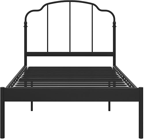 Miniatura 6 de REALROOMS Camie - Cama de metal, altura base ajustable, no necesita somier, individual, color negro