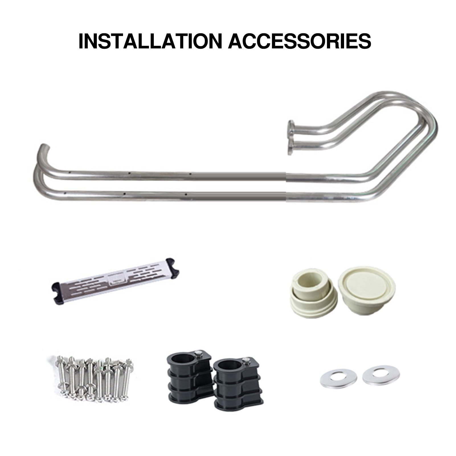 Scaletta per Piscina, corrimano in Acciaio Inox Integrato, Portata 250 kg, Adatta per Piscine e parchi Acquatici (2 gradini)