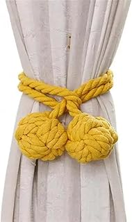 Cuerda de cortina 4 piezas simples cuerdas de amarre alzapaños colgantes bolas hebillas titulares decoración del hogar (color: amarillo)