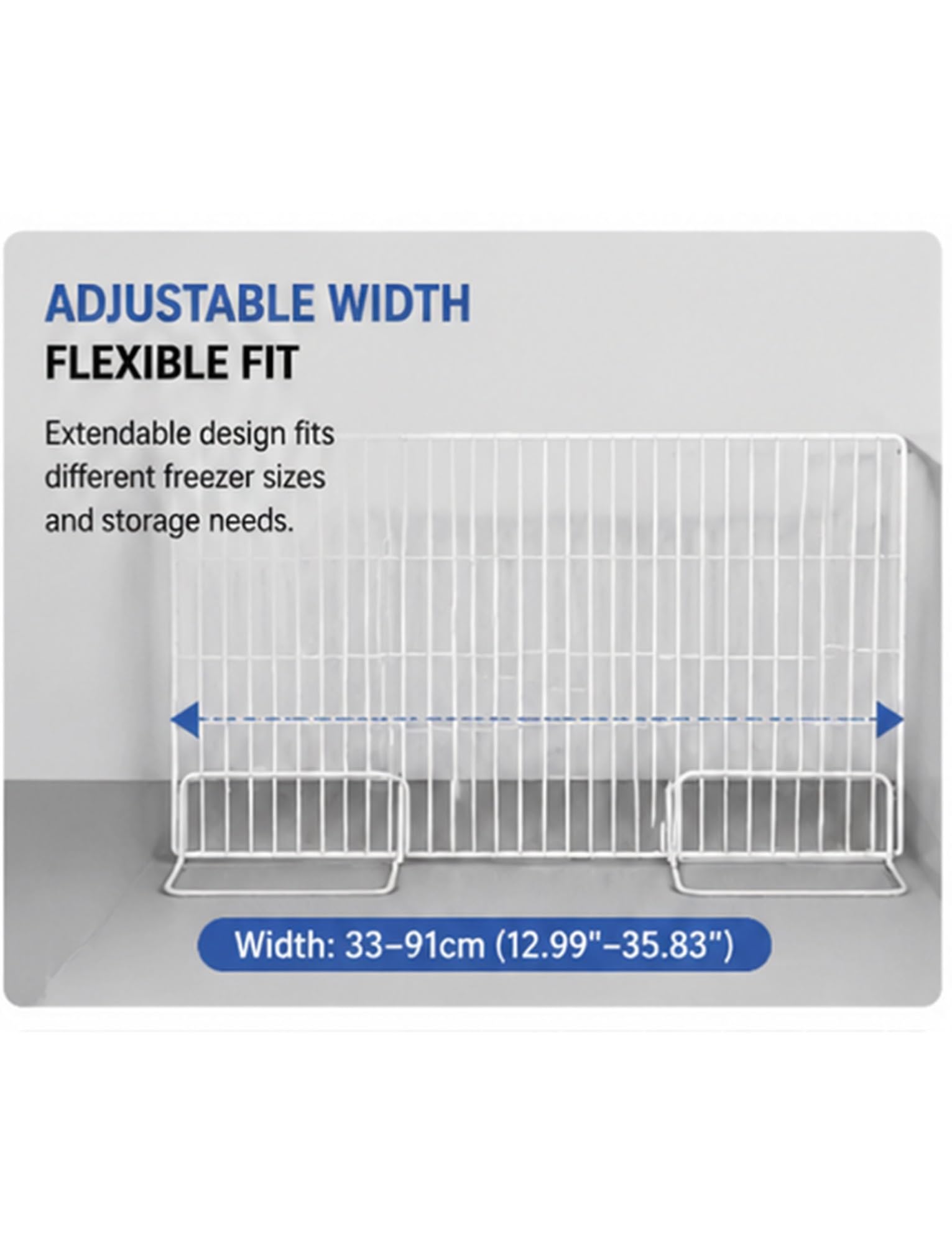 Separador de estante para congelador, rejilla universal frigorífico | Rejilla organizadora ajustable for congelador, estante metálico de acero resistente(65cm,61-91cm)