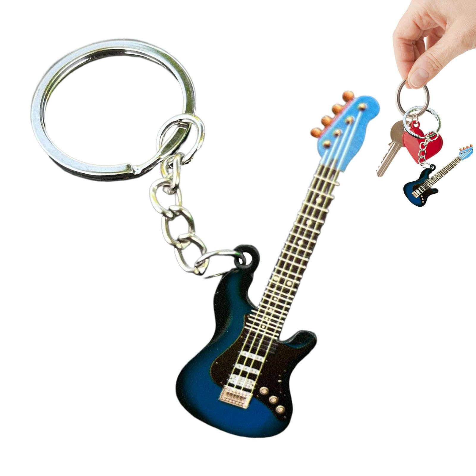 Fulenyi Guitar Keyring, Stainless Steel Music Keychain, Guitar Ornament, for Guitarists, Boys, Girls