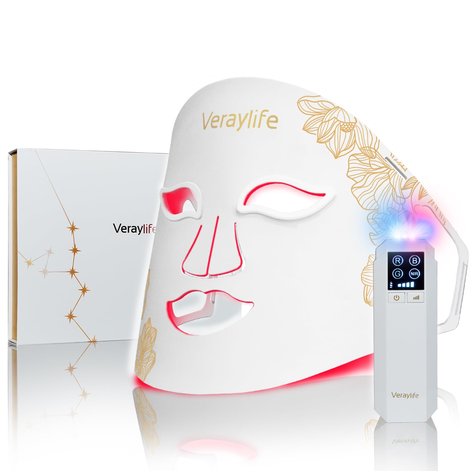 Red Light Therapy Mask for Face LED Facial Mask Skin Care Light with Near Infrared 850nm Adjustable Blue