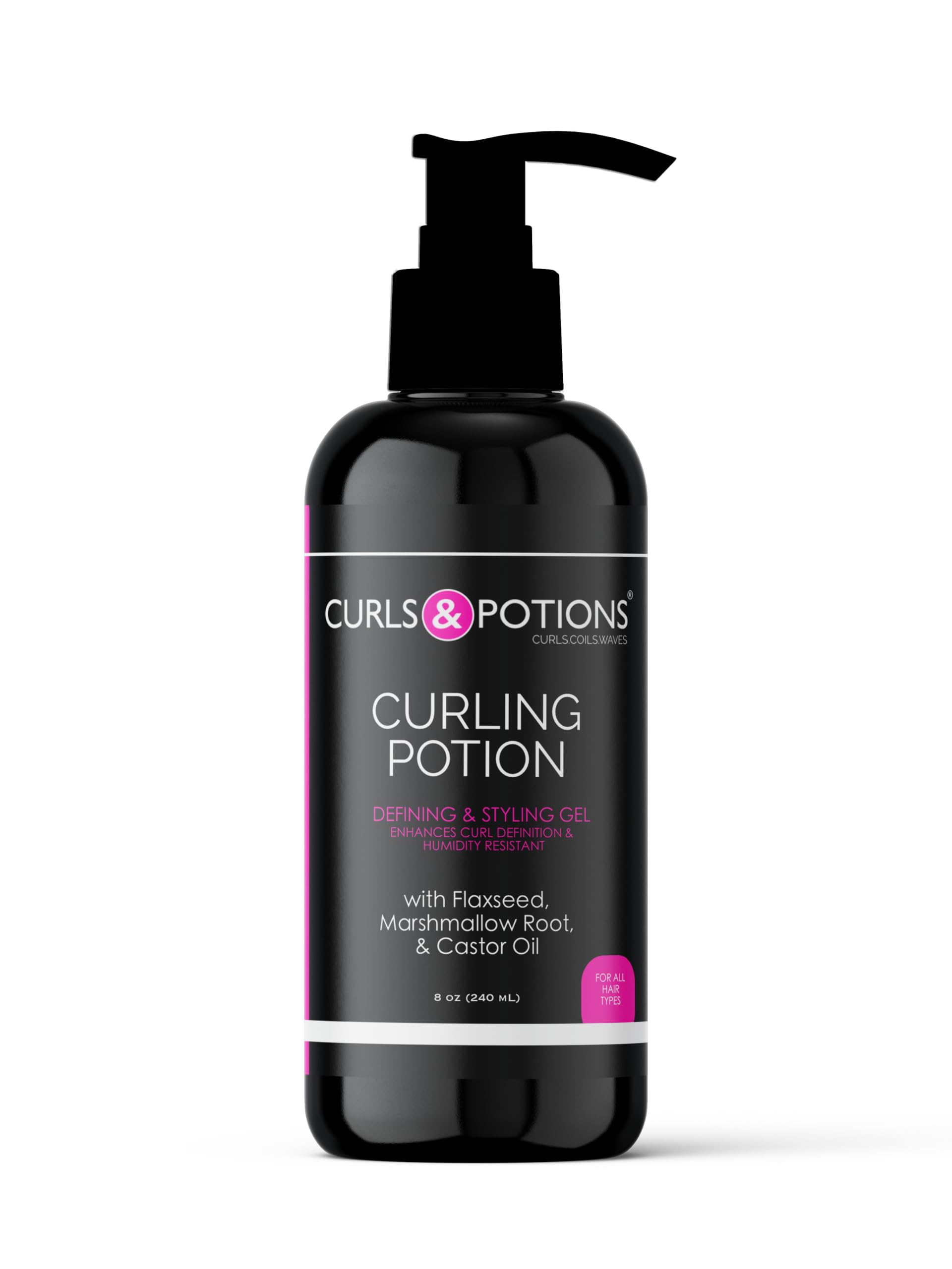 Curls & Potions- Curling Potion Styling Gel- All Natural Flaxseed Gel for Curly, Coily, or Wavy Hair- 8 OZ