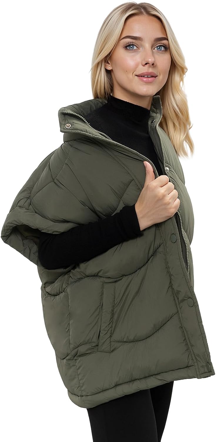 Women's Oversized Puffer Vest Zip Up Winter Casual Warm Lightweight Sleeveless Padded Jackets - Image 4