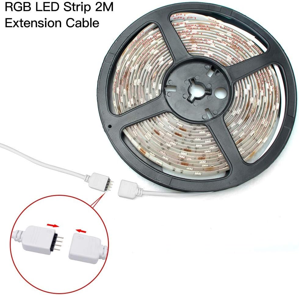 Zitrades LED Strip Connector 4 Pin, Compatible with 10mm Width SMD 5050 RGB Strip Light, Strip to Strip Jumper (4PCS 2M Extension Cable Connect Female Plug and 8PCS Connectors Male)