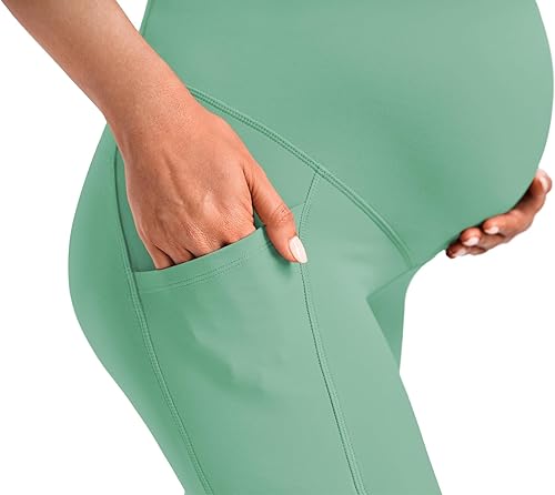 Miniatura 4 de JOYSPELS Pantalones cortos de maternidad sobre el vientre para entrenamiento atlético con bolsillos