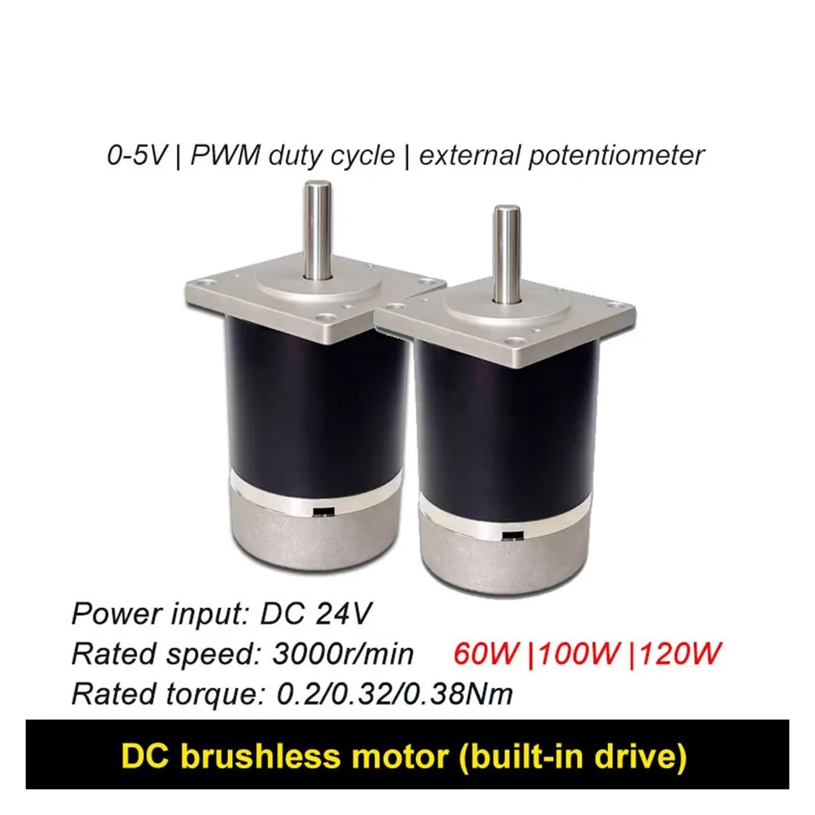 Servomotor sin escobillas de 12-24 V CC con regulación de velocidad de 0-5 V integrada y Hall de 3000 rpm, 60 W, 100 W y 120 W(60W,DC12V)