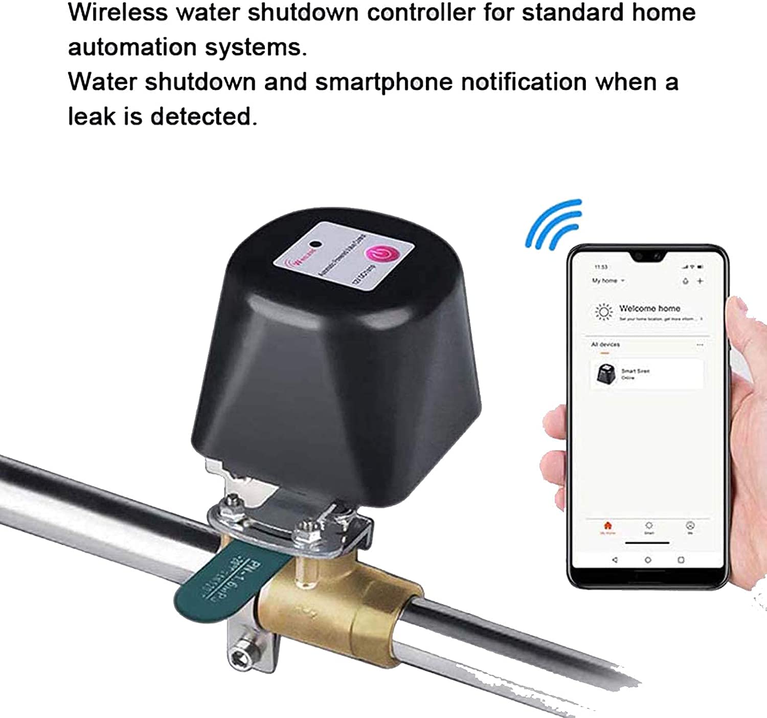 Valvola di acqua/gas compatibile con Alexa/Google Assistant,WiFi telecomando Valvola di controllo automazione per regolatore acqua gas Manipolatore valvola 4 punti 1/2