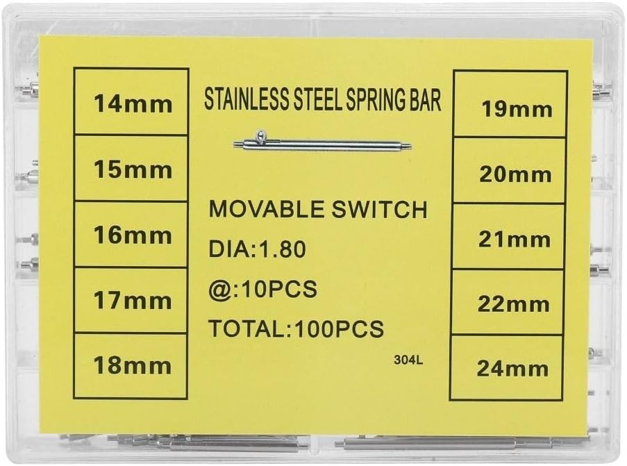 Quick Release Spring Bars 1.5/1.8mm Diameter Professional 14-24mm Size Watch Strap Spring Bar Clock Repair Tools