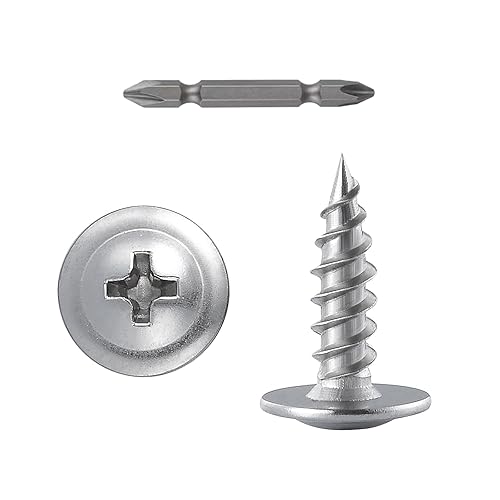 Miniatura 53 de Tornillos para madera de cabeza segmentada Phillips, metal autorroscante rápido, 100 unidades, de 2 pulgadas, #10, negro