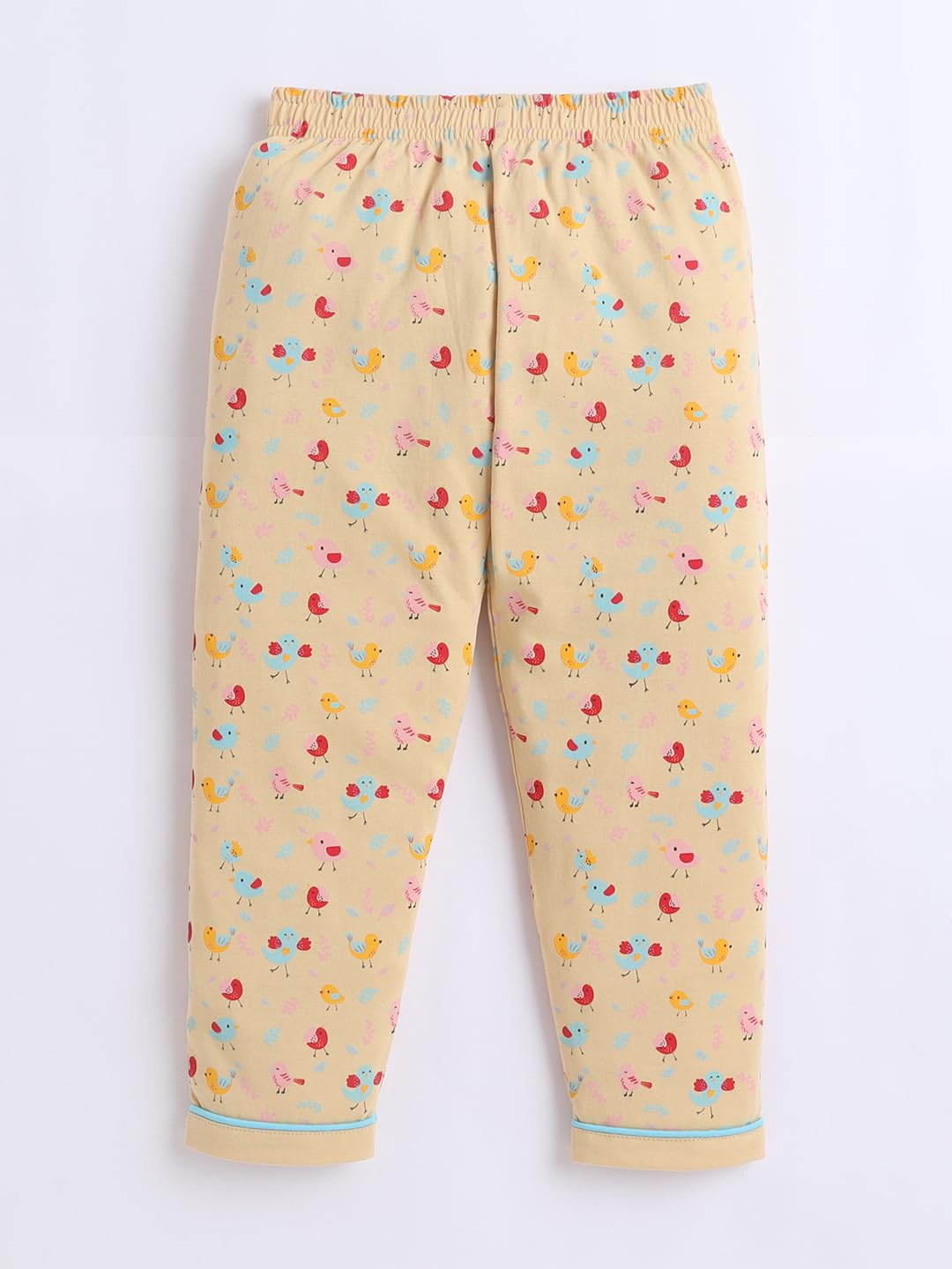 POLKA TOTS Half Sleeve Night Suit for Kids Girls & Boys, Breathable Hosiery Cotton Night Dress for Kids, Lightweight Unisex Kids Winter Pyjama Set, Bird Print, Blue 4-5 Y 3