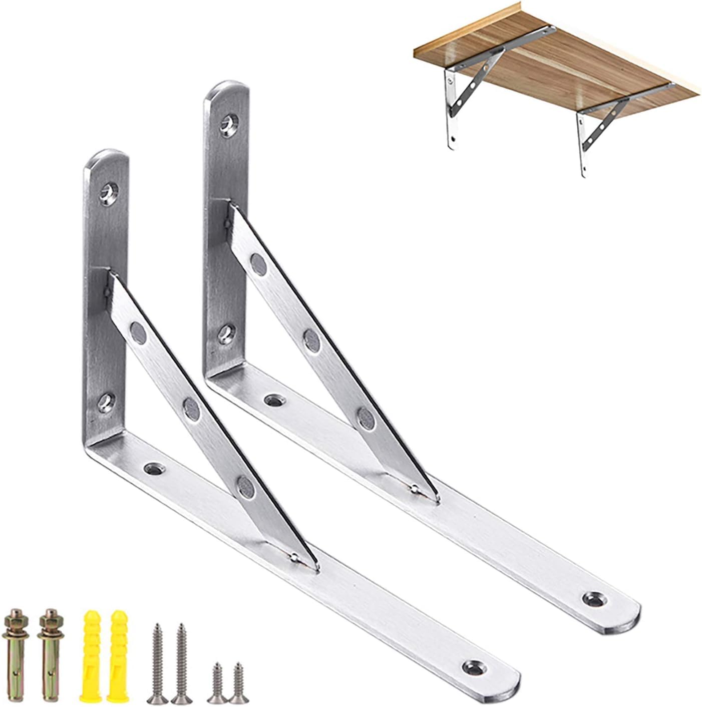 Bracket, 2 Pcs 90 Degree L Shaped Stainless Steel Metal Support Joint Angle Bracket Shelf