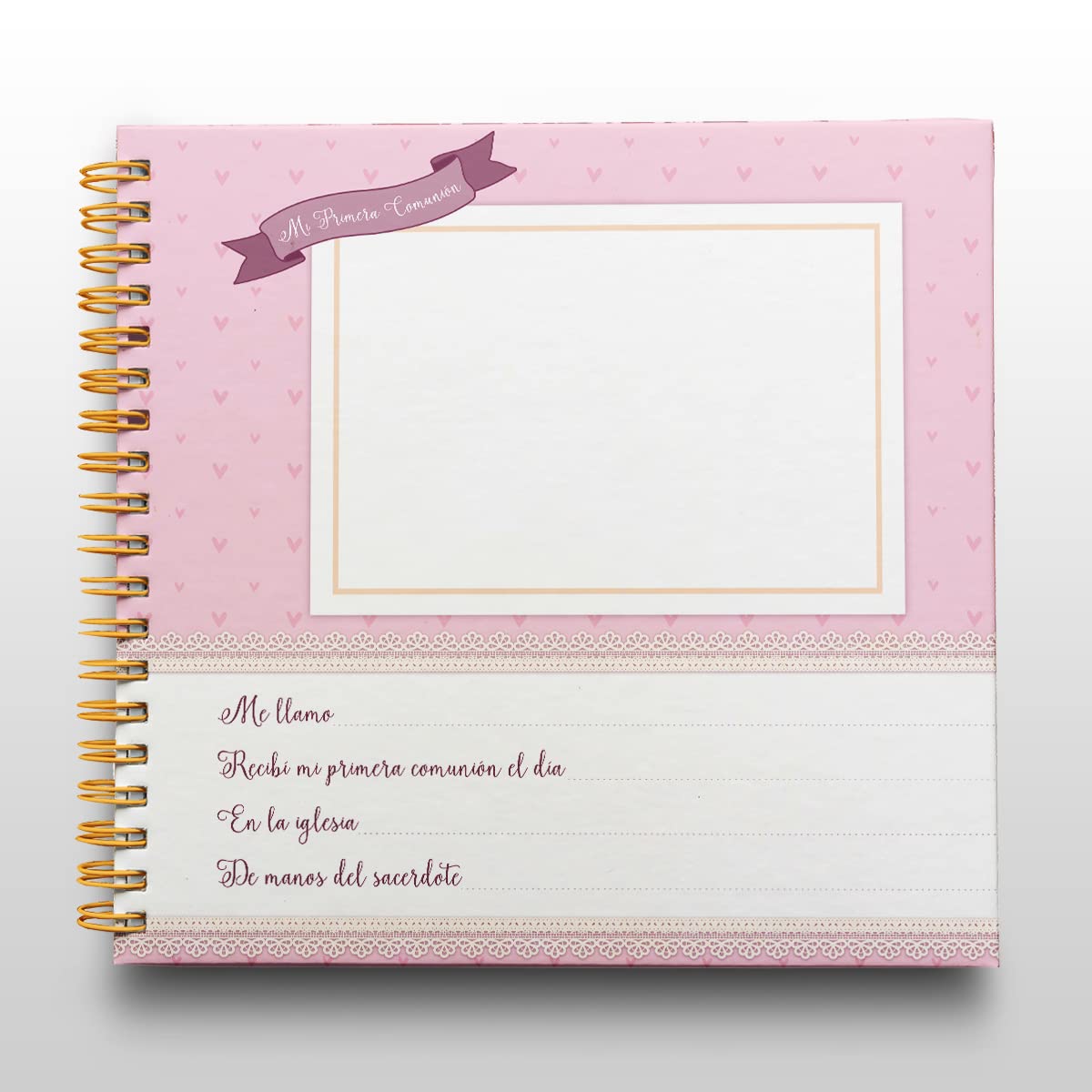 Libro de Firmas Comunión Niña Personalizado - Tamaño 25 x 21 cm. Personalización del Álbum en Portada Foto y Nombre. 60 páginas impresas a color. ONEPERSONAL