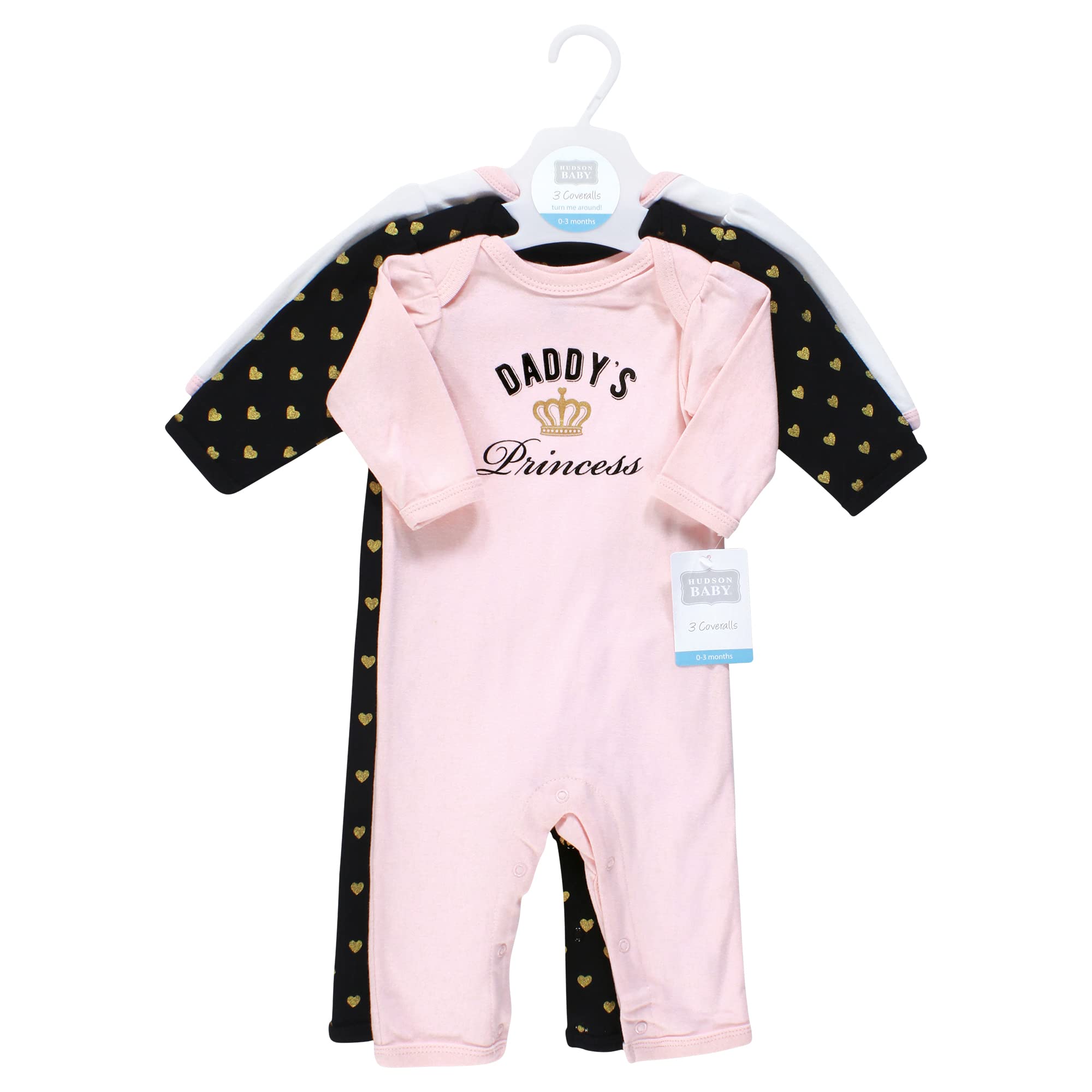 Hudson Baby Unisex Baby Cotton Coveralls, Daddys Princess, 3-6 Months