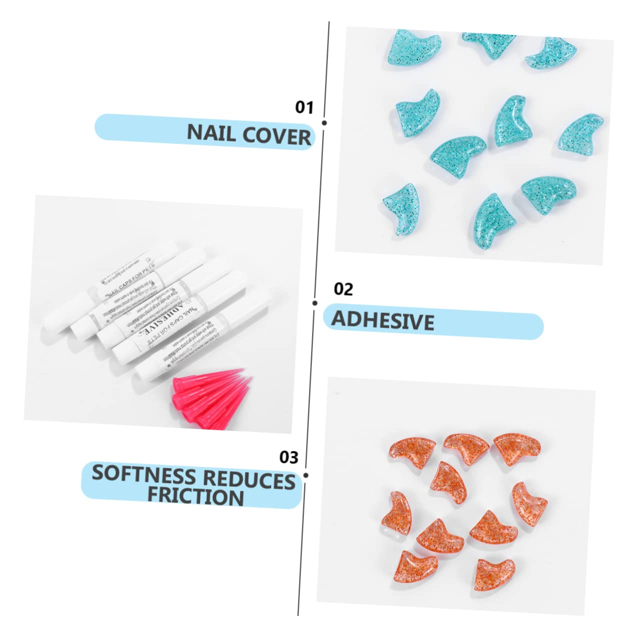 POPETPOP 300 Pièces Ensemble D'ongles pour Animaux De Compagnie Capuchons D'ongles pour Animaux De Compagnie Accessoires De Toilettage pour Chat Gel Griffes De Chat Patte Doux Caoutchouc