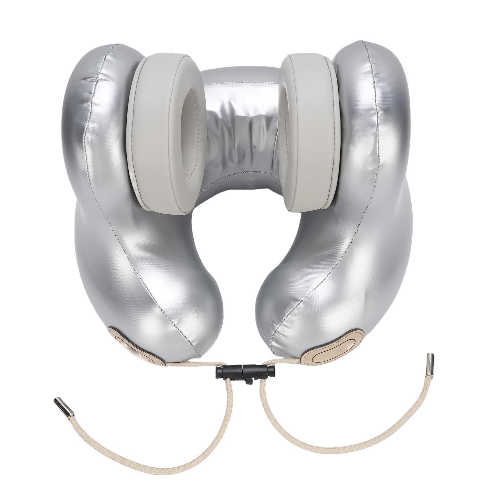 Tnfeeon Reise-Nackenkissen, Beheizte Musikunterstützung mit Einstellbarer Wärme von 118 Bis 136 F, 5.2 Audio, Magnetischen Protein-Leder-Ohrpolstern Für Flüge, Auto, Pendeln, Heimbüro
