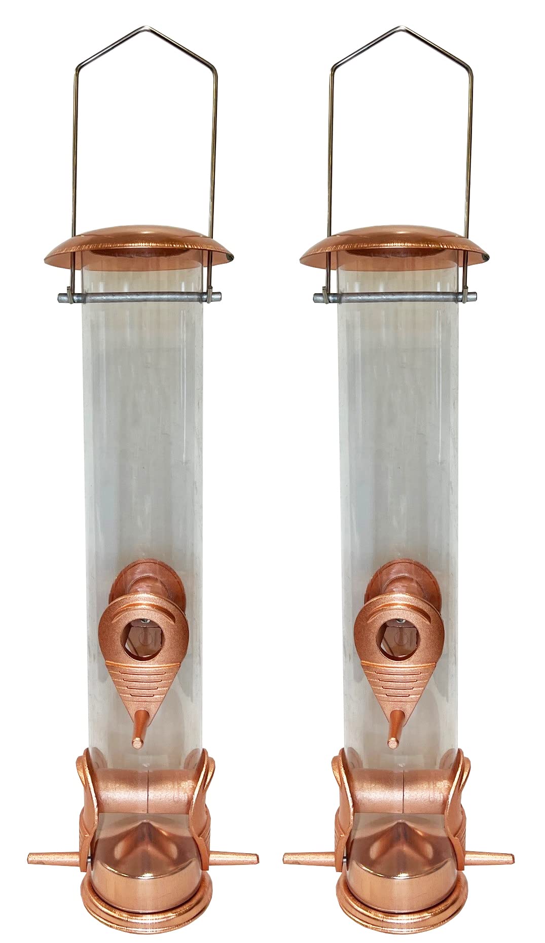 Selections Copper Style Hanging Bird Seed Feeder with 4 Feeding Ports - Pack of 2