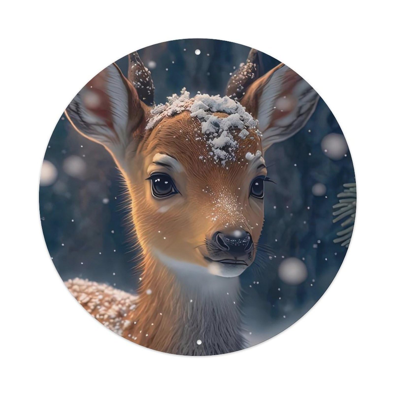 Animal Deer in The Snowy Weather Metal Tin Sign