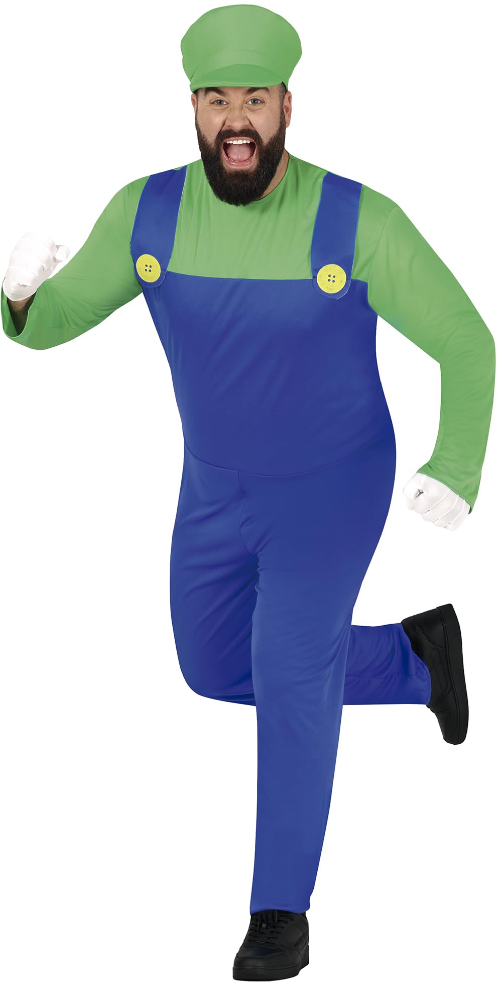 FIESTAS GUIRCA Green Plumber Hero Fancy Dress Costume - Green Cap and Super Mechanic Jumpsuit for Men Size L