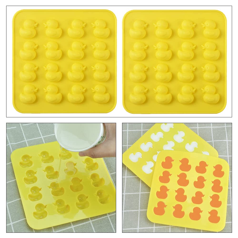Moldes De Silicona En Forma De Pato - Pack 2 Unidades, 16 Cavidades Cada Uno, Aptos Horno Y Freezer, Color Rosa