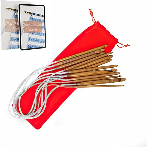 KnitPal Cro-Knitting - Juego de ganchos circulares de doble punta (3 patrones gratis) 6 tamaños de gancho J0.236in, K0.256in, L0.315in, M0.354in,