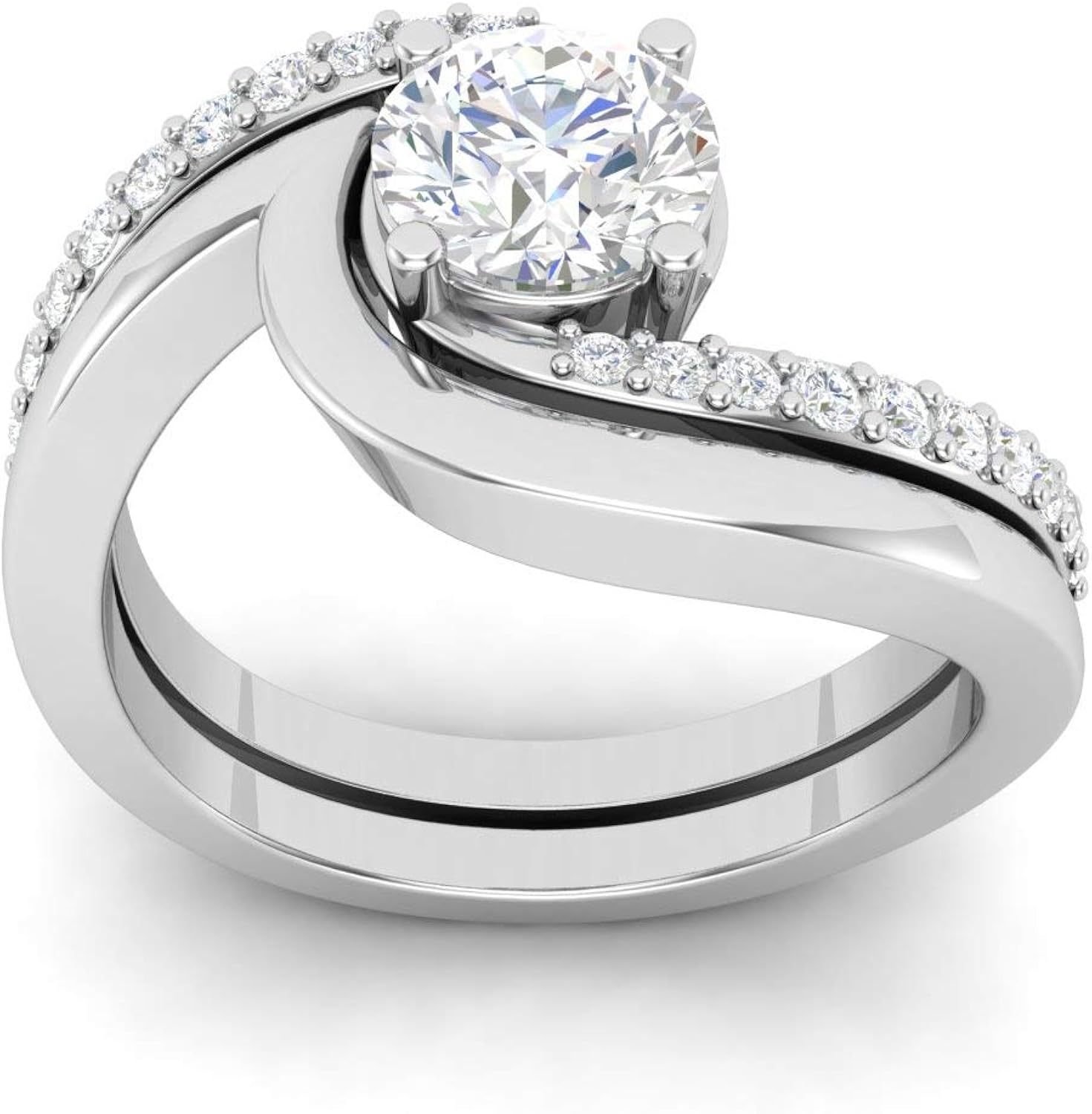 Duo Ring Set 925 Sterling Silver 6 MM Round Cut Cubic