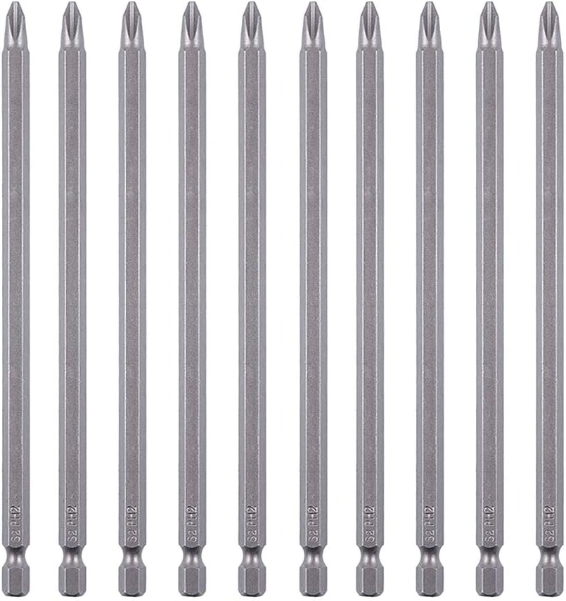Rocaris 10 Pack 2 x 6" Cord less Drill Phillips Screwdriver Bit Magnetic Tip Extra Long Set