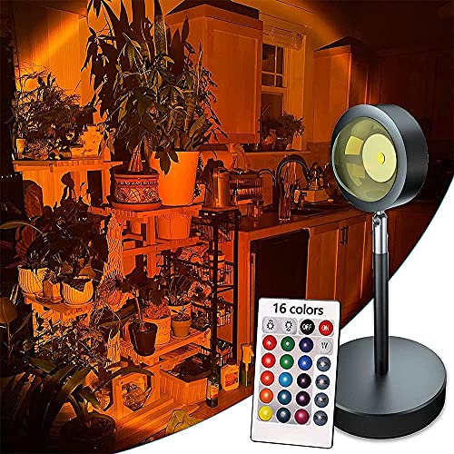 LDRHUY Sunset Lamp Projector, Rainbow Projection Night Light, 16 colores con control remoto, Fotografía / Selfie / Hogar / Sala de estar / Decoración de dormitorio Cover