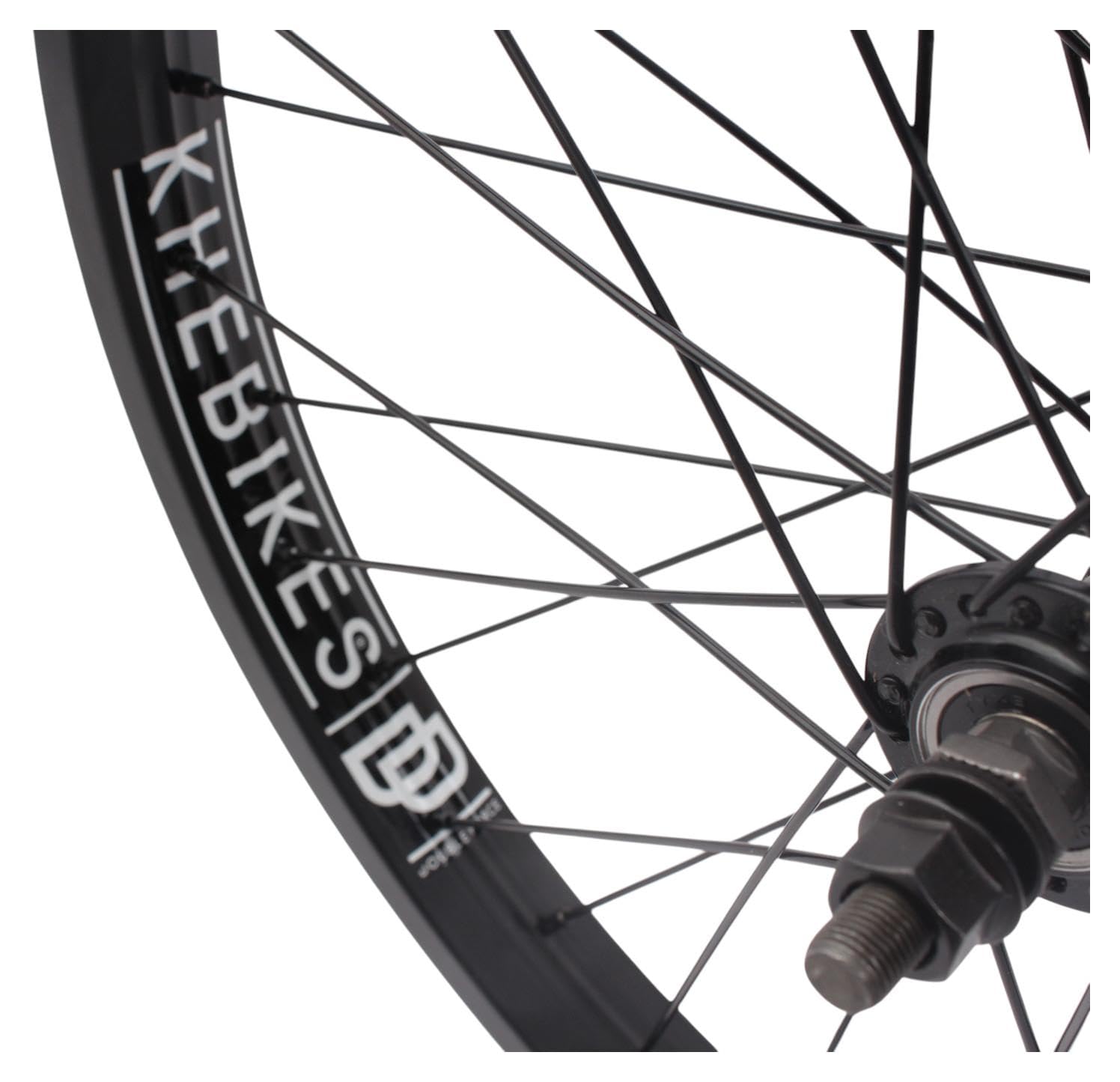 KHE MVP DD BMX Rueda delantera de 20 pulgadas – Eje CrMo de 10 mm – Llanta de doble cámara – Rodamiento industrial – 36 agujeros – Negro – Rueda delantera BMX