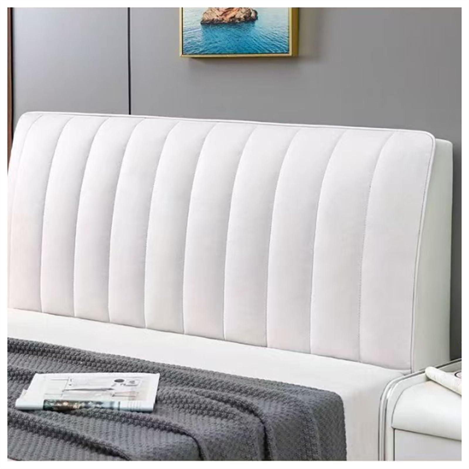 YUEZHONG Funda For Cabecero De Cama Tamaño Queen, Funda Acolchada De Terciopelo For Cabecero De Cama, Funda Protectora Gruesa For Cabecero De Dormitorio(Wei�,150cm/59in)