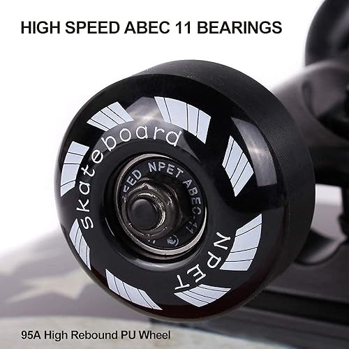 Miniatura 21 de NPET Pro - Patineta (Skateboard) completa de 31 pulgadas y 7 capas de arce canadiense. Patineta cóncava Black,02 Bandera USA,03 Monstruo