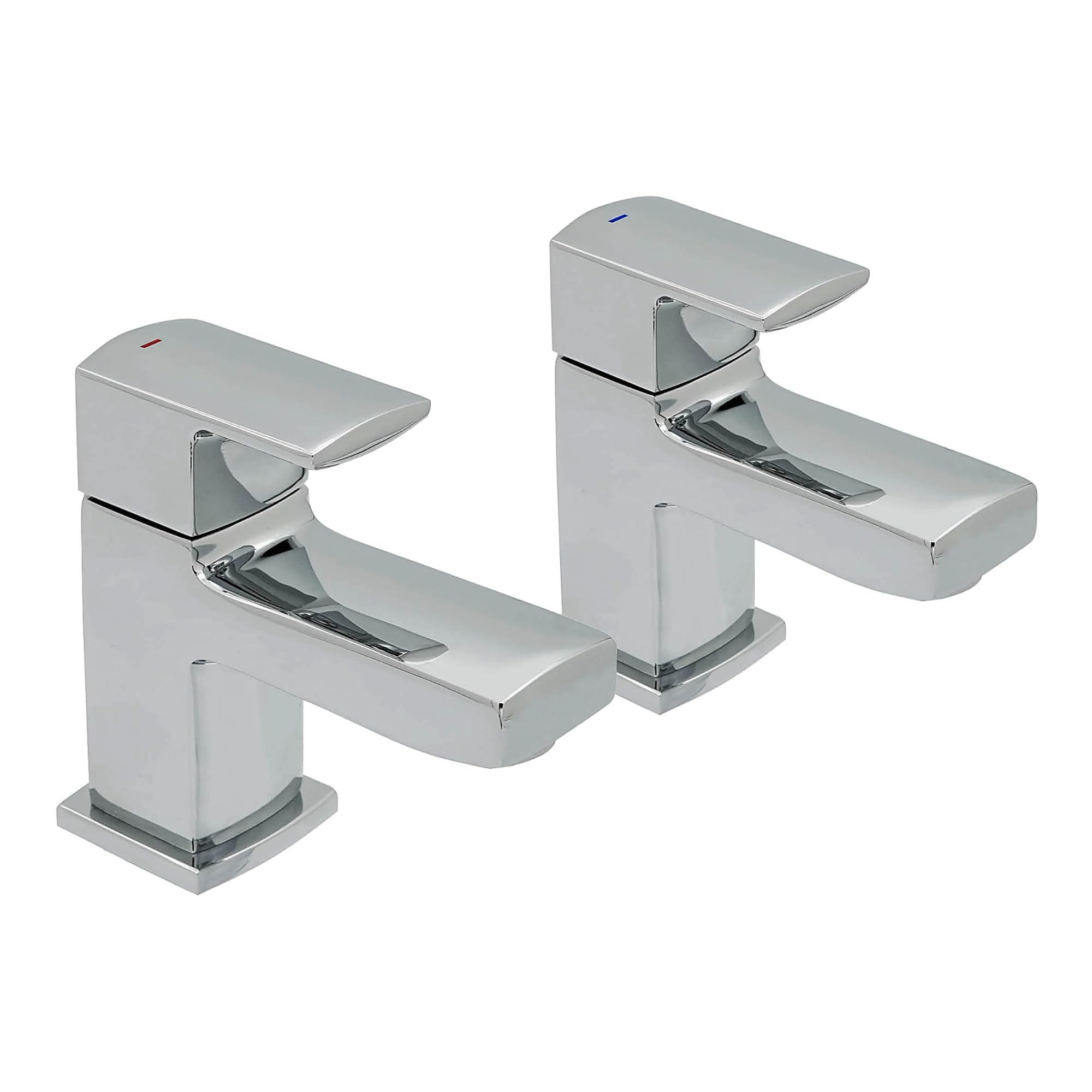 Home Range Silver Clever Manta Bath Tap Pair Chrome - Modern Square Design, Durable Brass Construction, Reliable 1/2" Fittings