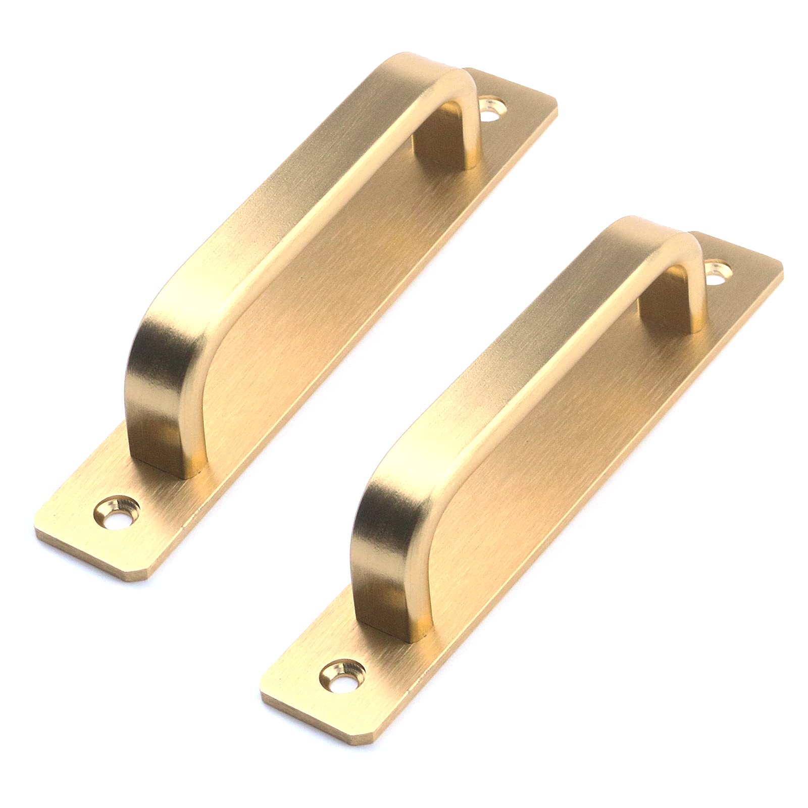 Semetall 5.79" Heavy Duty Antique Barn Door Handles Pull and Flush Hardware for Gate,Garage,Shed,2 Pack,5.04" Hole Center,Gold