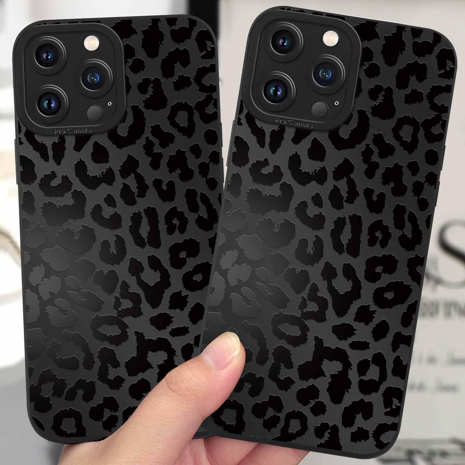 Coalbooliy Custodia Per IPhone 13 6,1'', Cellulare Nero Silicone Morbido Cover Per Telefono Aesthetic Modello Leopardato Disegni Protezione Fotocamera Antiurto Protettiva Case, 06