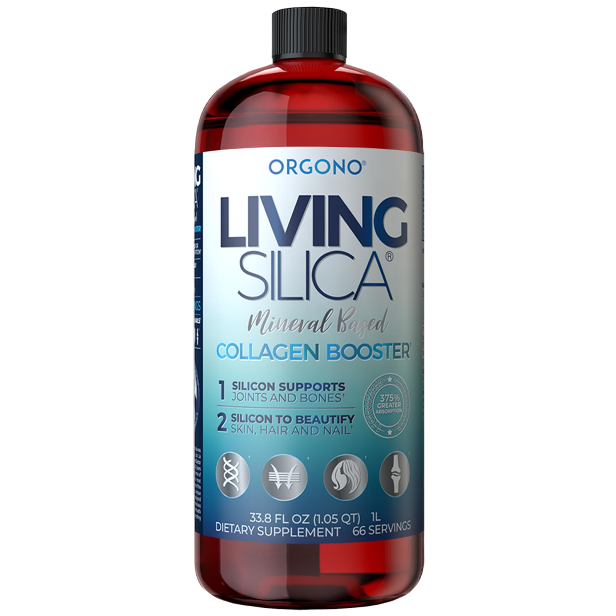Living Silica Collagen Booster Liquid | Vegan Collagen Boosting Drink | Supports Healthy Collagen and Elastin Production for Joint & Bone Support, Glowing Skin, Strong Hair & Nails.