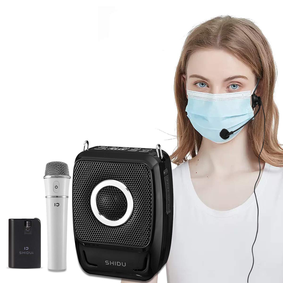 Portable PA System, Bluetooth Speaker with Microphone, 2 Mic and