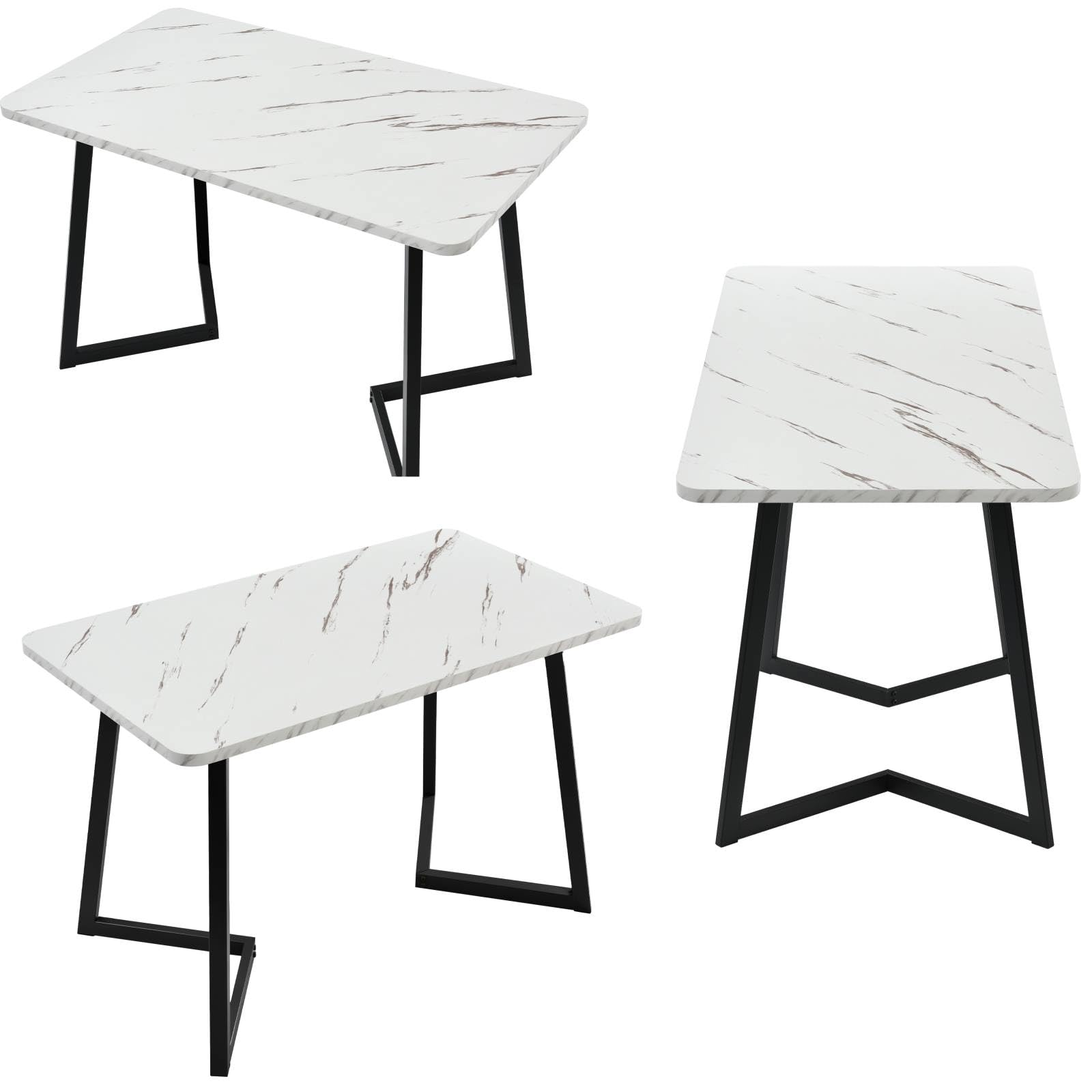 Sweiko Ensemble Table et Chaises(5 Pièces),Table de Salle à Manger aux Pieds Noirs avec 4 Chaises de Noir Twill Velours,Moderne Cuisine Rectangulaire Ensemble Table et Chaises Set (Noir)