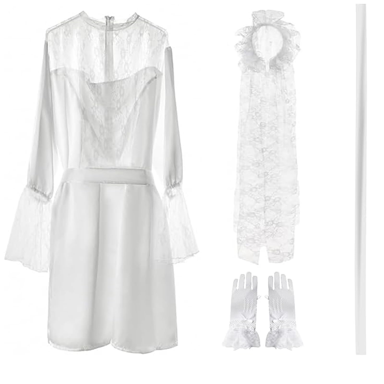 Funny Wedding Dress Men Bride Costume, Graveyard Bridal Cosplay, Deluxe Lace Mens Wedding Dress with Gloves - Image 3