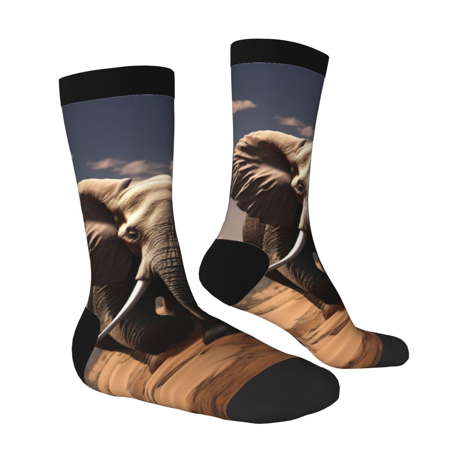 LZQPOEAS elephant Athletic Socks Unisex Cushioned Crew Socks Hiking Running Calf Sock Soft Above Ankle Sock