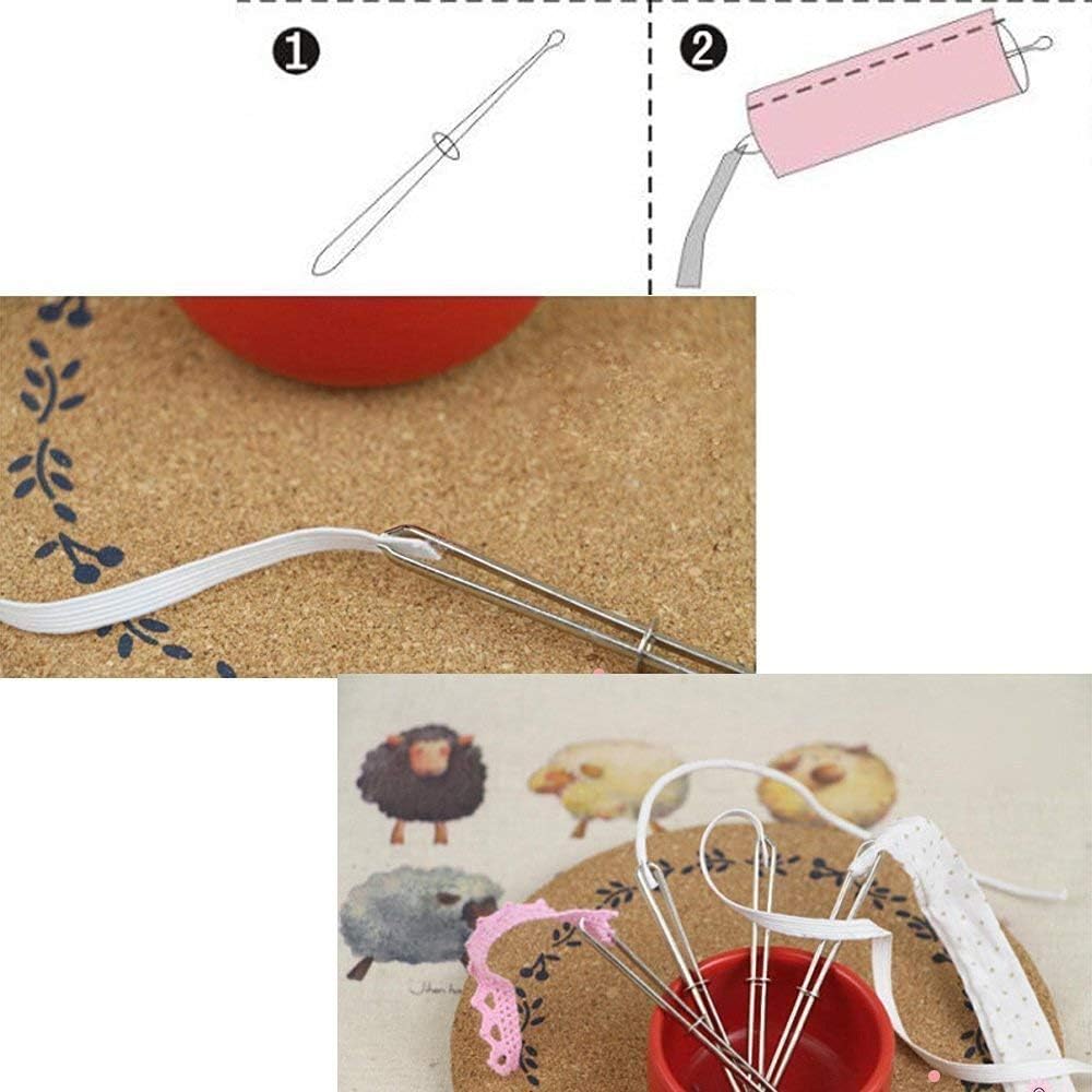 12Pcs Metal Easy Pull Bodkin Threader Tweezers Sewing Machine Tweezers Clips for Handwork Sewing Craft DIY Tool, Silver