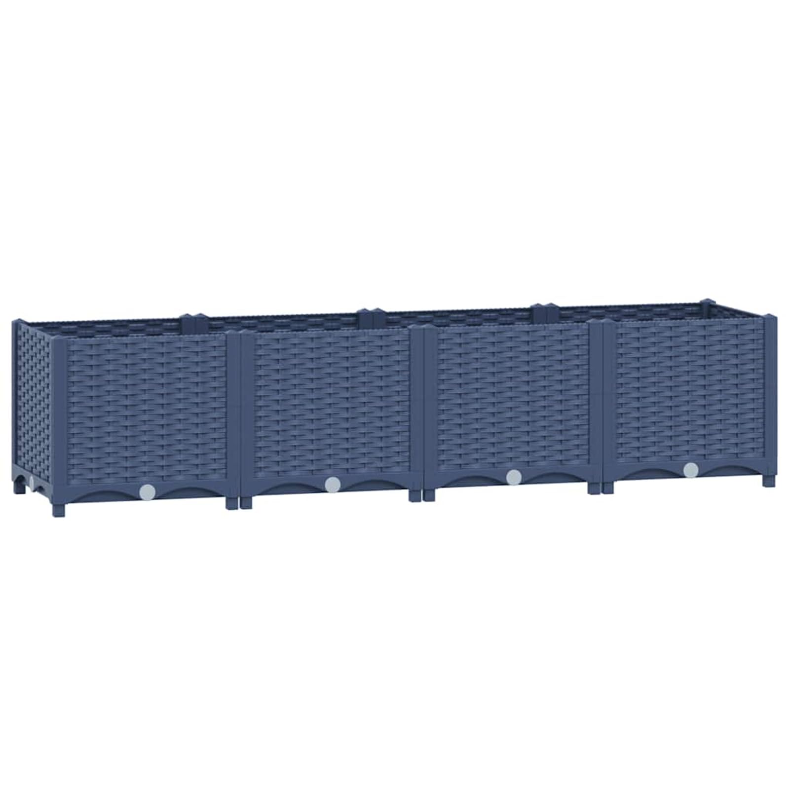 Homgoday Aiuola Rialzata in Polipropilene, 160x40x38 cm, Blu-Grigio, Perfetta per Giardino, Balcone o Terrazza