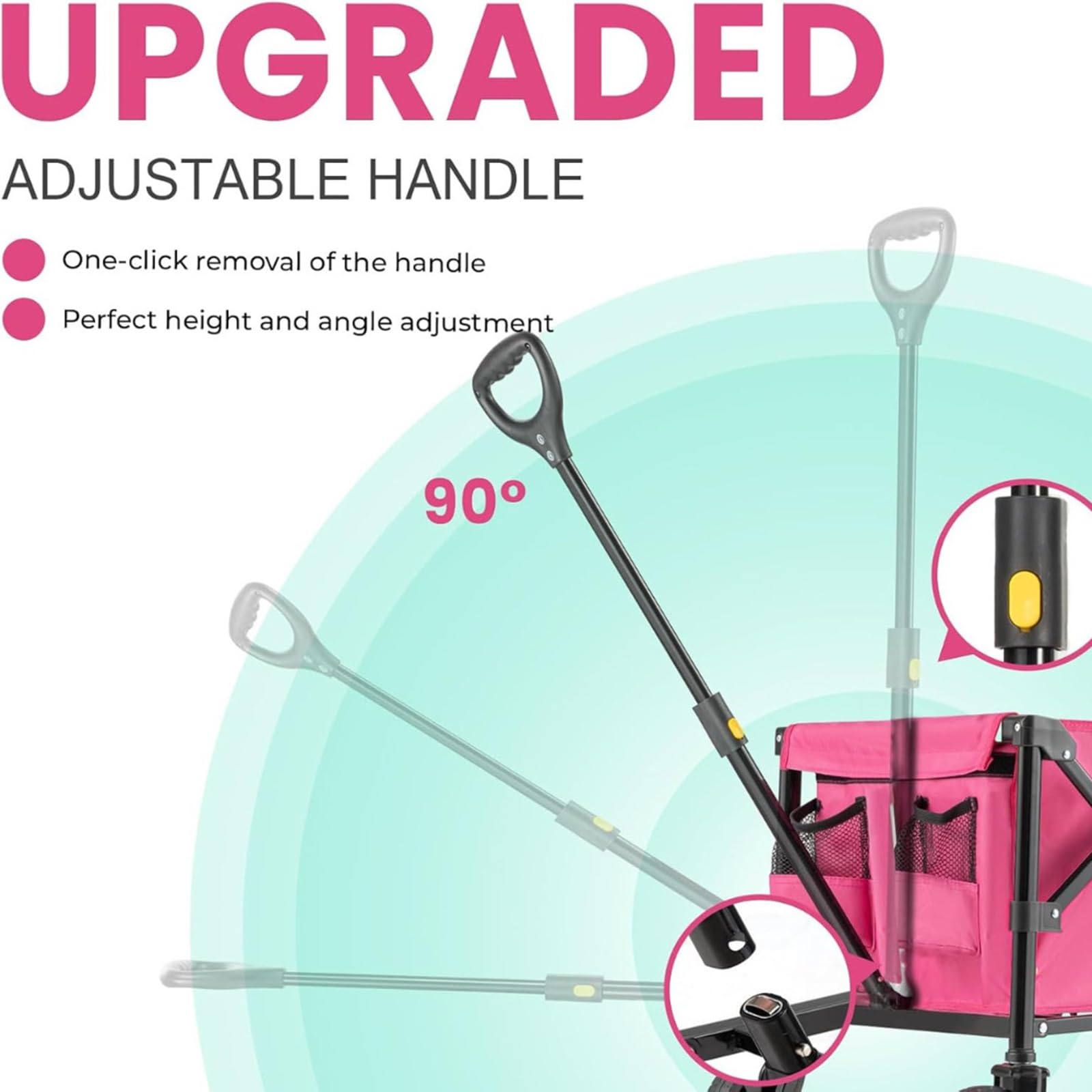 Carrello da campeggio pieghevole con ruote, carrello da esterno per spiaggia, giardino, campeggio, pesca, bambini, portatile e versatile