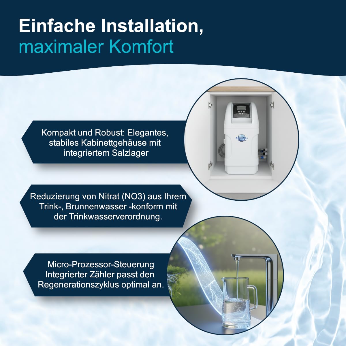 TOP-Line NKC6 Nitrat- & Nitritfilteranlage für Brunnen | Komplett-Set mit Anschlussset – Hochleistungs-Wasserfilter (Anschluss-Set 3)